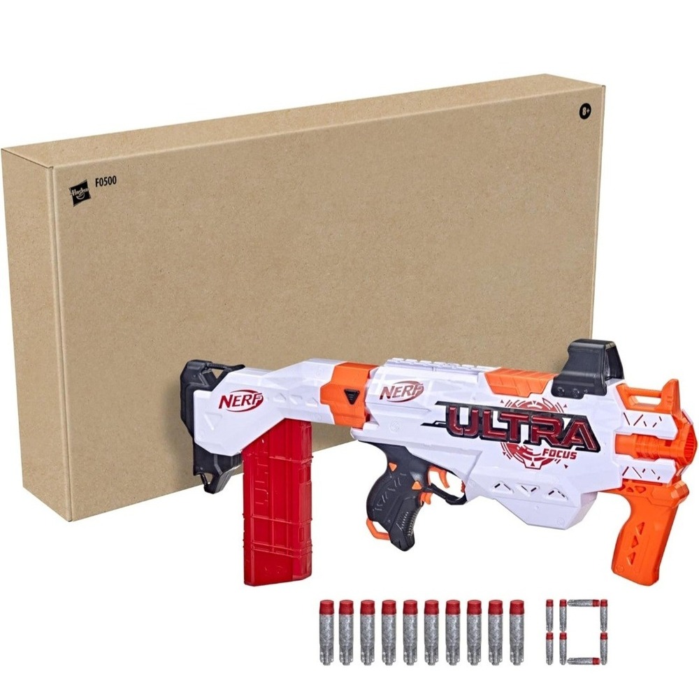 Nerf Ultra Focus Motorized Blaster White Orange F0500 with 10 AccuStrike Darts